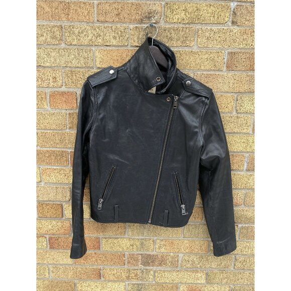 Vintage Diesel Asymmetrical Biker Jacket Women’s M Black Lambskin Leather Y2k - Picture 1 of 8